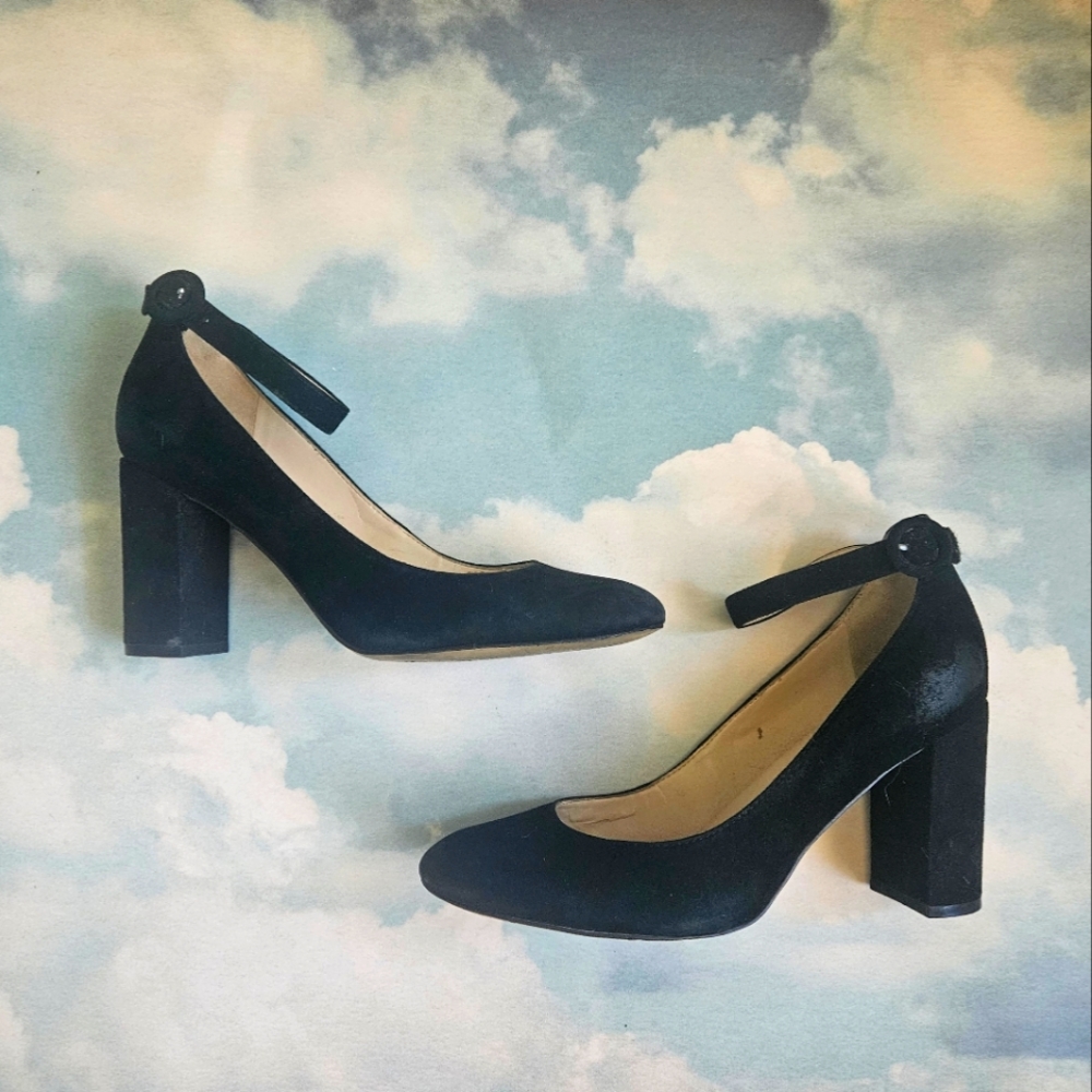 Marc fisher Black Suede Open Ankle Strap High Heels Party Heels Formal Heels